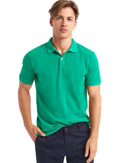 Gap Men Solid Pique Polo - Varsity Green