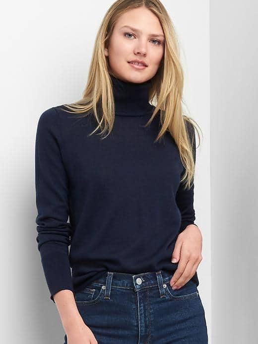 Gap Women Merino Wool Turtleneck - Navy