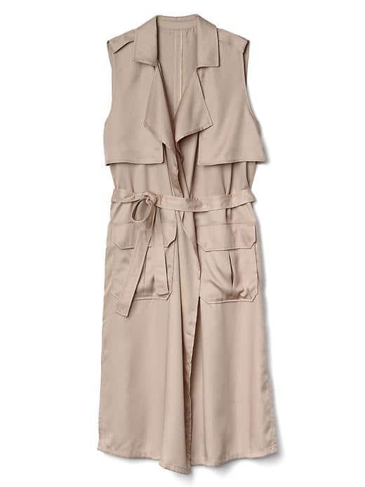 Gap Women Tencel Trench Vest - Khaki
