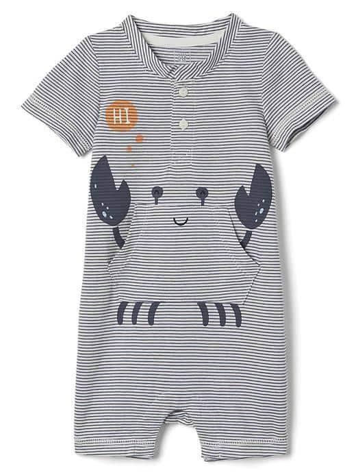 Gap Crabby Stripe Shorty One Piece - Light Blue