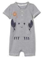 Gap Crabby Stripe Shorty One Piece - Light Blue