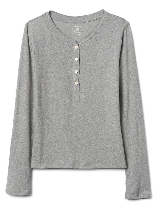 Gap Women Textured Long Sleeve Henley - Heather Grey