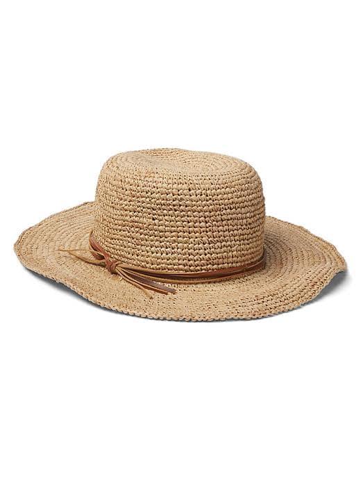 Gap Women Raffia Leather Band Hat - Natural