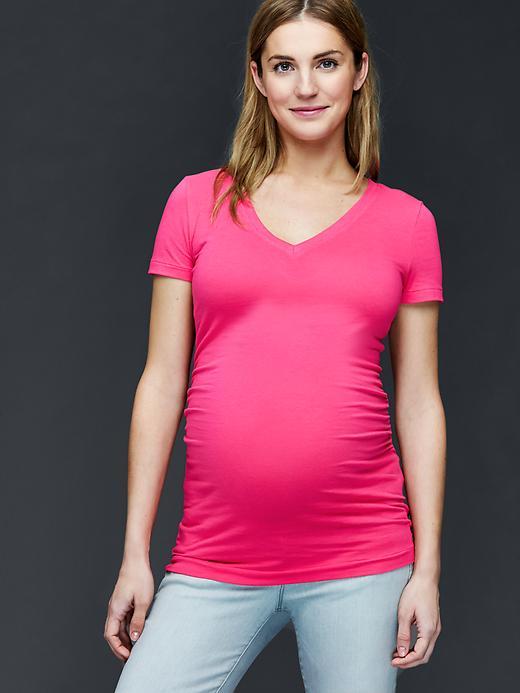 Gap Women Pure Body Short Sleeve V Neck Tee - Jellybean Pink