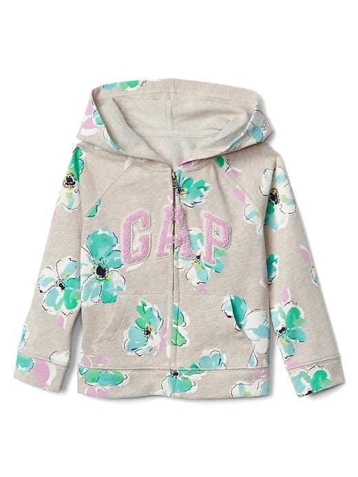 Gap Logo Floral Zip Hoodie - Oatmeal Floral