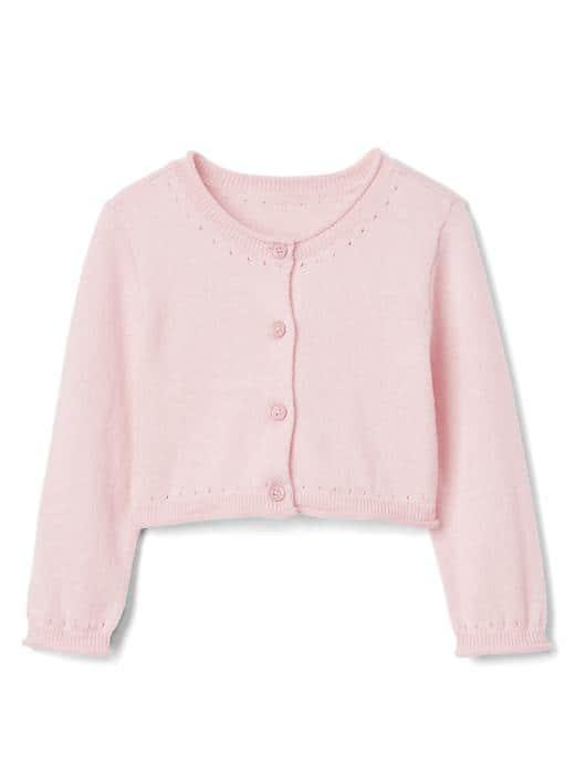 Gap Button Crew Cardigan - Pink Cameo