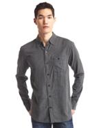 Gap Men Flannel Heathered Shirt - Charcoal Heather