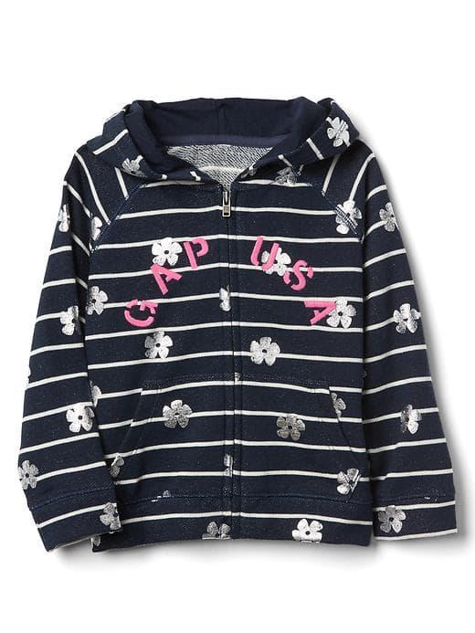 Gap Logo Floral Zip Hoodie - Navy Stripe