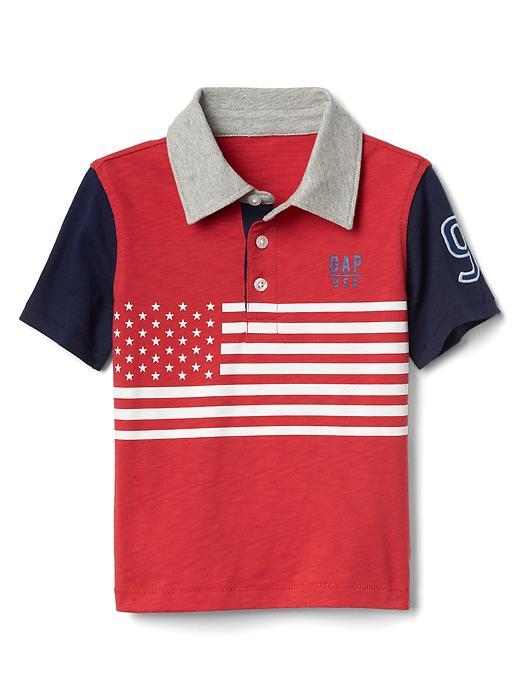 Gap Americana Logo Slub Polo - Pepper Red