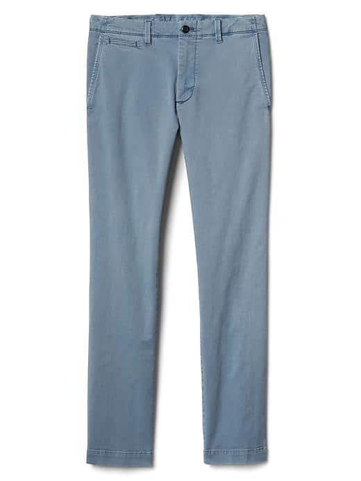 Gap Men Stretch Vintage Wash Skinny Fit Khakis - Dusty Blue