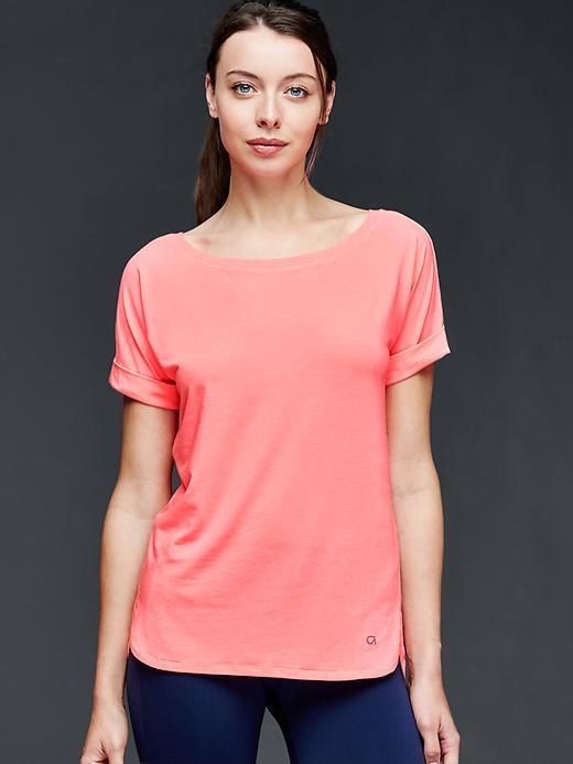 Gap Women Gapfit Breathe Roll Sleeve Tee - Neon Blazing Pink
