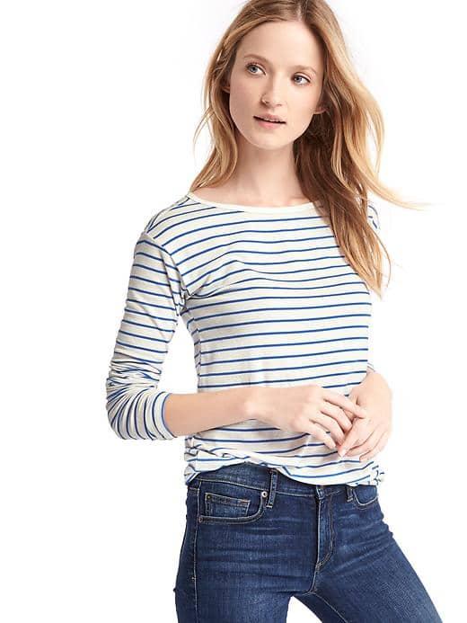 Gap Women Long Sleeve Stripe Tee - Blue Stripe