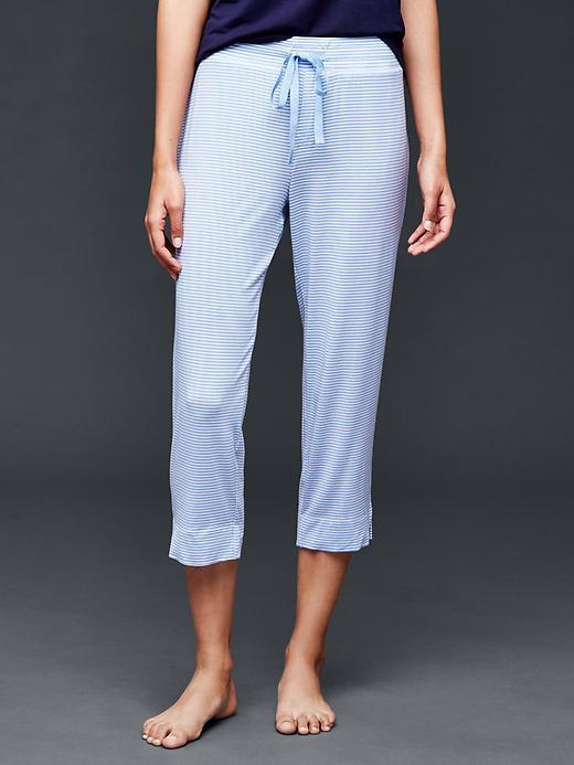 Gap Women Modal Mix And Match Capri Pants - Slim Stripe Air Blue
