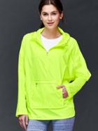 Gap Women Packable Half Zip Anorak Jacket - Neon Lemon Yellow