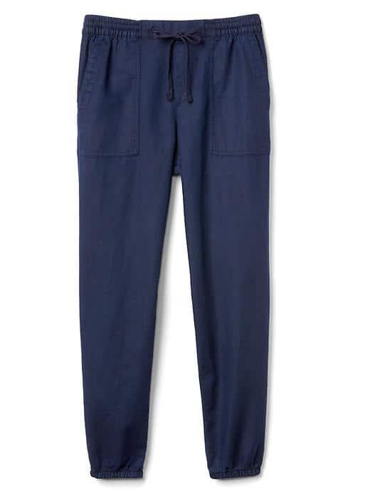Gap Women Cotton Linen Utility Joggers - Navy
