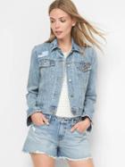 Gap Women Short Icon Denim Patch Jacket - Light Indigo