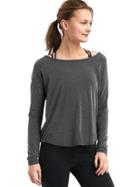 Gap Women Gapfit Breathe Drape Back Long Sleeve Top - Charcoal Gray