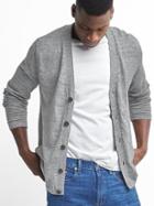 Gap Men Cotton Linen V Neck Cardigan - New Heather Grey