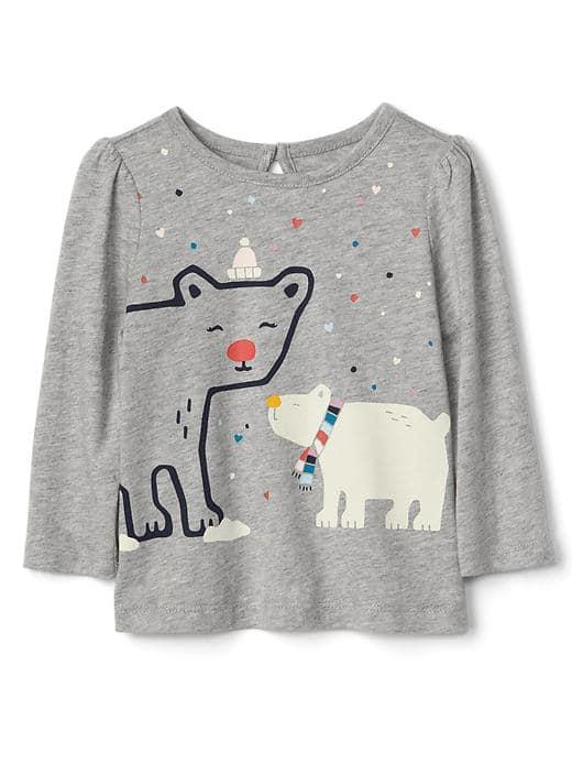 Gap Colorful Graphic Keyhole Tee - New Heather Grey