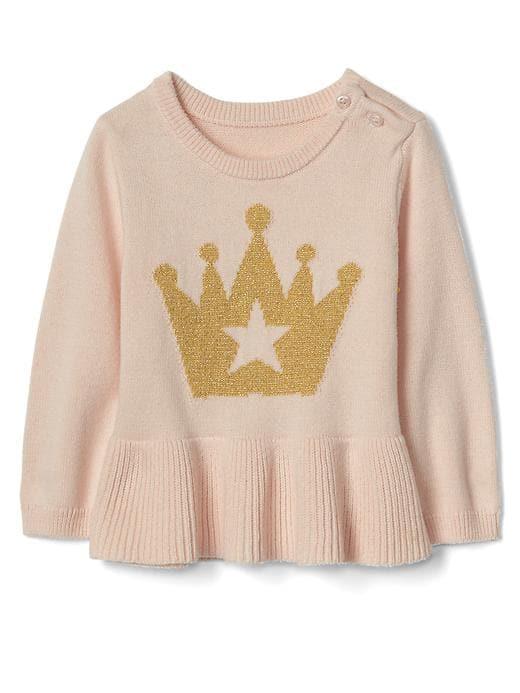 Gap Shimmer Crown Peplum Sweater - Pink