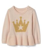 Gap Shimmer Crown Peplum Sweater - Pink