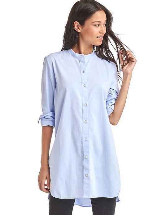 Gap Women Oxford Band Collar Tunic - Light Blue