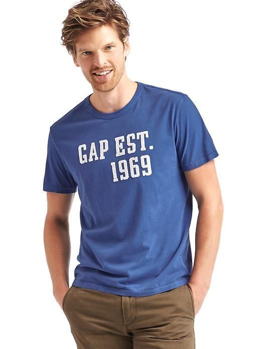 Gap Men Vintage Logo Crew Tee - Blue Willow