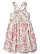 Gap Print Double Spaghetti Dress - White With Butterfly