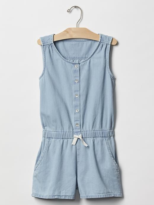Gap 1969 Sleeveless Chambray Romper - Light Chambray