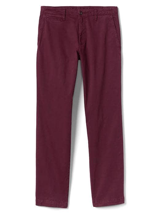 Gap Men Vintage Wash Straight Fit Khakis Stretch - Pinot Noir