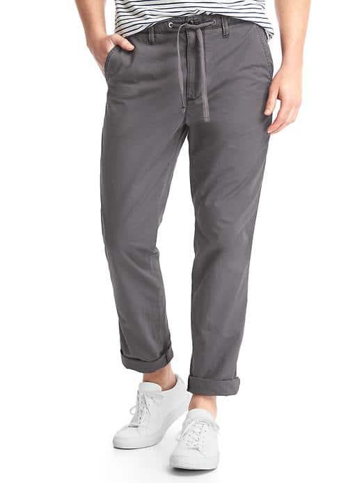 Gap Drawcord Slim Fit Khakis - Soft Black
