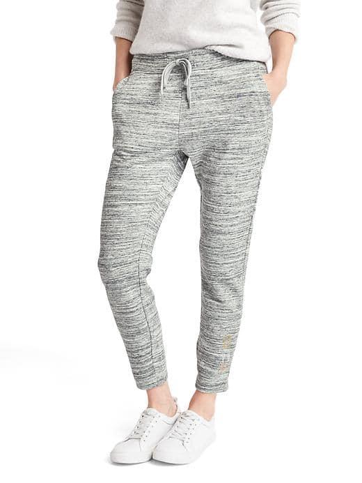 Gap Women Stud Logo Ankle Joggers - Space Dye Grey Marl