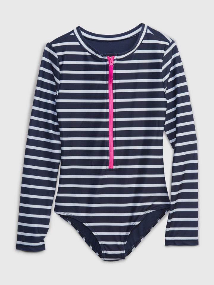 Kids Recycled Zipper Rash Guard Swim One-piece
