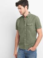 Gap Men Garment Dye Short Sleeve Shirt - Desert Cactus