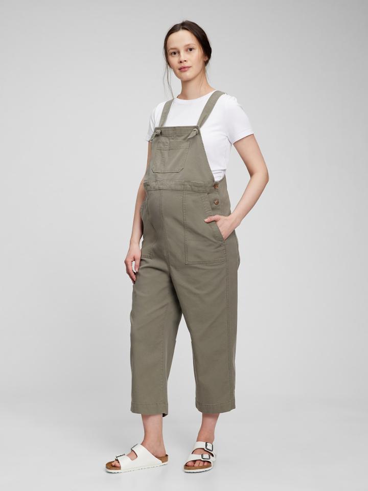 Maternity Cropped Overalls In Tencel3 Lyocell