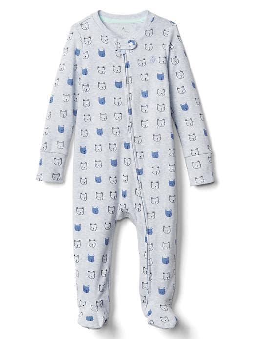Gap Favorite Print Footed Zip One Piece - Blue Heather