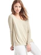 Gap Women Pointelle Long Sleeve Sweater - Oatmeal Heather