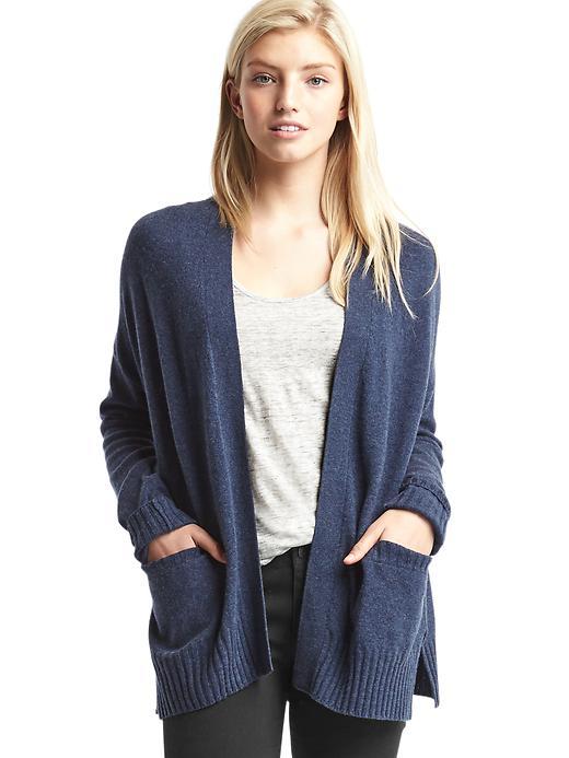 Gap Women Wool Open Front Cardigan - Blue Heather