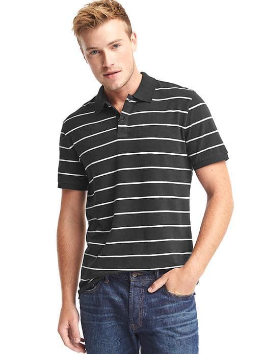 Gap Men Stripe Pique Polo - Black Stripe
