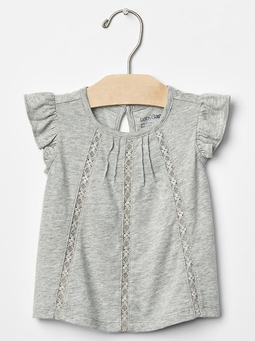 Gap Lace Trim Flutter Top - Gray