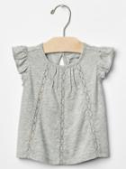 Gap Lace Trim Flutter Top - Gray