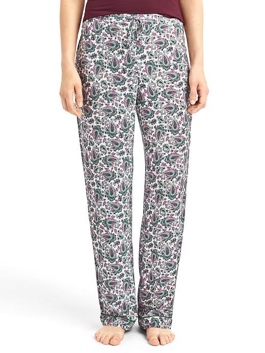 Gap Women Piping Sleep Pants - Paris Paisley Green