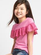 Gap Eyelet Flounce Top - Phoebe Pink