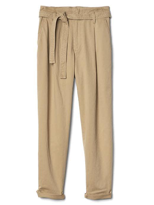 Gap Women Pleated Tie Belt Girlfriend Chinos - Mojave