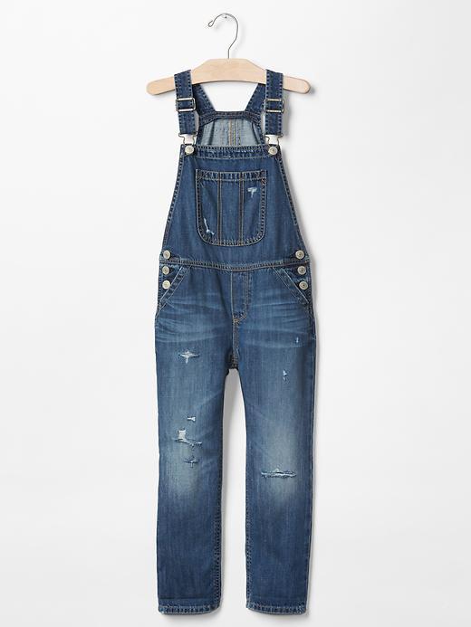 Gap 1969 Destructed Denim Overalls - Indigo Denim