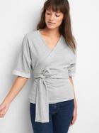 Gap Short Sleeve Wrap Sweatshirt - Heather Grey