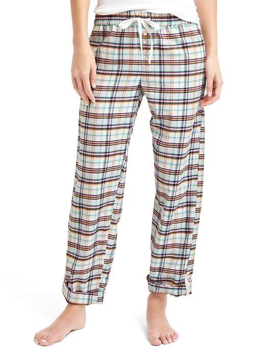 Gap Women Flannel Roll Up Sleep Pants - Michelle Plaid Blue