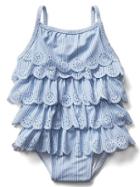 Gap Eyelet Ruffle Swim One Piece - Mascot Blue