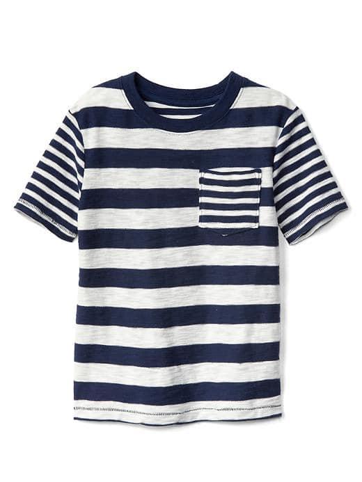 Gap Mix Stripe Pocket Slub Tee - Elysian Blue