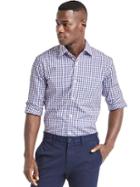 Gap Men Wrinkle Resistant Box Plaid Standard Fit Shirt - Brillant Blue